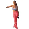 Produkt höst vår neon kläder kvinnor byxor rosa hög midja joggare byxor bodycon staplade legging sexig fitness slitage 210525