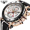 Relojes de marca superior LIGE para hombre, reloj deportivo de cuero a la moda para hombre, fecha de lujo, cronógrafo de cuarzo resistente al agua, reloj Masculino + caja 210609