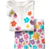 Hooyi sommar baby tjejer kläder kostymer bomull barn sovkläder uppsättningar rosa vit tjej t-tröjor Shorts pants pyjamas 2pcs 210915