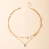 INS Trendy Beaded Pendant Necklace Charms Tassel Gold Wafer Alloy Metal Multi-layer Chain Choker Jewelry for Women