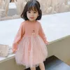 2021 Nowe odzież dziecięca Koreański styl księżniczki baby dziewczyna długi rękaw sukienka wiosna i jesień P5810 G1026