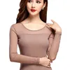 Women Mesh Elastic Blouse Shirt Autumn Winter Casual Tops and Blouses Turtleneck Long Sleeve Slim Plus Size Sexy Stretch 210719
