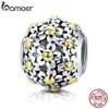 BAMOER Genuino Argento Sterling 925 Giallo Margherita Fiore Branelli di Fascino misura Le Donne Braccialetti con ciondoli Collana Gioielli FAI DA TE SCC717 Q0531