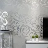 Fonds d'écran gris 3D victorien damassé papier peint en relief rouleau décor à la maison salon chambre revêtements muraux argent papier de luxe floral