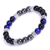 Natürliche Tigerauge-Perlenarmbänder Eine Ladung Bunte Blaugrüne Perlen Schwarzes Hämatit-Steinarmband Männer Frauen