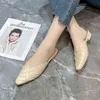 2022 플랫 슬링 백 슬리퍼 여성 신발 뮬 얕은 PU 가죽 새로운 봄 가을 드레스 비치 슬라이드 디자이너 레이디 Chaussures G220218