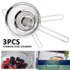 3Pcs Fine Mesh Strainer Stainless Steel Colander Sieve Sifter Kitchen Flour Filter Small Medium Large Metal Strainer Set