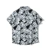 Męskie koszule 2022 Summer dolar amerykański w pełni drukowana retro guzika w górę koszula męskie Hip Hop Krótki rękaw