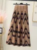 Женская трикотажная юбка, женский осенне-зимний зонтик с высокой талией, женский повседневный винтажный плотный, теплый, элегантный, средней длины 220221