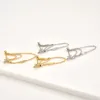 ANDYWEN 925 Sterling Silver Gold Three Ovals Chain Beads Ear Pin Drop Earring Women Party Luxury Jewelry Piercing Pendiente 210608