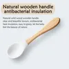 Cuillère en bois pour bébé Cuillère en bois pour bébé en silicone Cuillère à pointe souple biologique Sans BPA Matériau de qualité alimentaire Poignée Cadeaux pour tout-petits