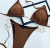 Trendy Tekstil Mektupları Zincir Bikinis Seksi Split Halter Spa Havuzları Mayo Takım Yaz Plajı Dalış Mayo Kadın Moda Mayo