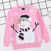 Christmas Clothes Knit Autumn Winter Korean Red Snowman Pullover Sweater Baby Boys Girls Children's Clothing 211104