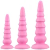 NXY Dildos Anal Brinquedos Apontados Pagoda Backyard Três Pedaço Set para Homens e Mulheres Masturbação Soft Silicone Chrysanthemum Divertido Expansão Plug Produtos Adultos 0225