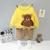 HYLKIDHUOSE Winter Kleinkind Säugling geboren Kleidung Baby Mädchen Jungen Kleidung Sets Cartoon Bär Kinder Kinder Plüsch Tops Hosen 211025