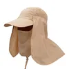 Outdoor hoeden vissen flap caps unisex snel droge zonneschade UV -bescherming verwijderbare tactische hoed oor nek dekking voor en recreatie