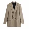 Vrouwen 2 stuk set pak dubbele breasted blazer en broek losse elegante hoge mode chique dame vrouw blazer outfits 210709