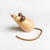 Cute Wooden and Mouse Sculpture Cat Figurines Crafts Home Decoration Children's Animal Toy Living Room Decor Ornaments