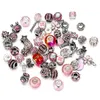 Fashion Loose Beads Alloy Lampwork Charms for DIY Jewelry Making Anklet Bracelet Bead European Style 50Pcs Mixed Big Hole 5mm