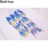 Gradient Flame Hip Hop T-Shirt Men Summer Streetwear Męskie Tshirt Bawełniane Koszulki 210603