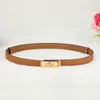 New Designer Women Real Leather 1.8cm Width Belts Golden Silver Lock Buckle Dress Jeans Sweater Waistband Belt A0 Q0625