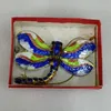 Красочные Cloisonne Enamel Dragonfly Украшения Китая Насекомые Украшения Модель Домашний Офис Декор Висит Аксессуары Подарки с коробкой