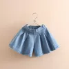 Summer Casual 3 4 5 6 7 8 9 10 11 12 Years Baby Children Solid Color Cotton Big Size Loose Denim Shorts For Kids Girls 210701