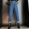 SHENGPALAE Fashion Spring Vintage Mom Jeans Woman High Waist Long Trousers Cowboy Female Loose Streetwear ZA2644 210302