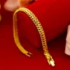 Lien, chaîne mode coréenne femmes Bracelet couleur or jaune clair bijoux breloque mariage fiançailles Bracelets main Fine pour les filles cadeau