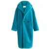 Véritable manteau de fourrure femmes hiver costume col long Nature ours en peluche manteaux de fourrure pardessus 211018