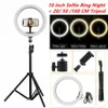 10 "LED-ringlampa Fotografisk selfie ringbelysning med stativ för smartphone YouTube TikTok Makeup Video Studio Tripod Ring
