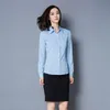 Qiao Manager 2021 Frühjahr Neues weißes Damen-Langarmshirt im koreanischen Stil Slim Fit Wear Base Shirt Hellblau Plus-Size