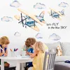 Fly in the sky Wall Stickers for Kids room Bedroom Eco-friendly Vinyl Decals Cartoon Airplane Murals Home Decoration 220217