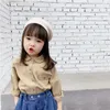 Autumn girls embroidery cute long-sleeved thick shirts Boys 2 colors cotton casual shirt Tops 210508