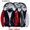 FAISIENS Men Jackets Plus Large Size 8XL Big Hooded Thick Warm Fleece Parkas 9XL 10XL Winter Black Patchwork Out Wear Coat X0710