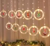 Boże Narodzenie LED String Light Cartoon Wisiorki Santa Claus Xmas Drzewo Kapelusz Renifer Party Wakacyjny Wall Okno Dekoracja Patio Atmosfera Rekwizyty USB Power