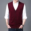 Autum Fashion Brand Knit Sweater Vest Cardigan Mens V Neck Korean High Quality Cool Woolen Casual Winter Mens Clothes 210818