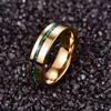 6 mm elektrischer Gold-polierter eingelegter grüner Opal-Wolframkarbid-Ring für Herren, modisch, Hochzeit, Schmuck, Geschenk, AAA-Qualität, 211217