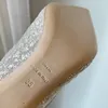 Высококачественные ромистые 85 мм глиттерные насосы штриховые каблуки Свадебные туфли женские каблуки женские роскоши дизайнеры дизайнеры платье обуви дама вечерняя заводская обувь