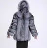 Women's Fur & Faux 2022 Fashion Foreign Trade Man-made Long Paragraph Nine-point Sleeve Hooded Coat Female