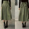 Shintimes юбки корейские моды сплошной цвет большие качели дамы юбка длинная юбка осенью дикая высокая талия лук тонкий юбки 210721