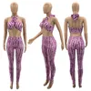 Haoyuan Drukuj Letnie Stroje Dla Kobiet 2 Piece Set Off Ramię Crop Top Dressuit Streetwear Sexy Club Matching Sets Y0625