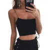 Kvinnor Sexiga Crop Tops Spaghetti Strap Crop Top Sexig Bodycon Ärmlös Cami Tube Top Sport Vest Sommar Camis Casual Tank Tops