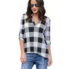 Misshow Casual Red Plaid Women Bluses Red Black Check Boyfriend Style Shirts Loose Camisa Tops Autumn 5xl Plus Size 210308