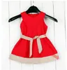 夏の赤ちゃんの女の子のチェック柄のドレスタグ幼児子供の弓ベストプリンセスドレス幼児子供の格子服