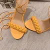 Newest style handknitted women high heel sandals highquality real leather dress shoes fashion laceup stilettos daily party1101029