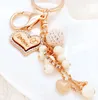 Love Keychain Heart Shape Key Chain Purse Bags Pendant Cars Shoe Ring Holder Chains Metal Acrylic bead Key Rings Party Favor