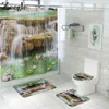 Tapis de bain et rideau de douche de style traditionnel, tapis de toilette antidérapant en forme de U, tapis de sol de salle de bains, rideau de douche imperméable 211109