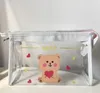 Sac à cosmétiques en pvc transparent, pochette de maquillage pour femmes mignonnes, sac de rangement de voyage portable étanche, sac de rangement à fermeture éclair pour bain de dame, pochette de toilette