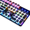 Keyboard Gaming Podkreśl mechaniczne retro w stylu retro okrągłe klawisz klawisza litera klawiatury alfabet świecący iluminowane 104 klawisze US9782799